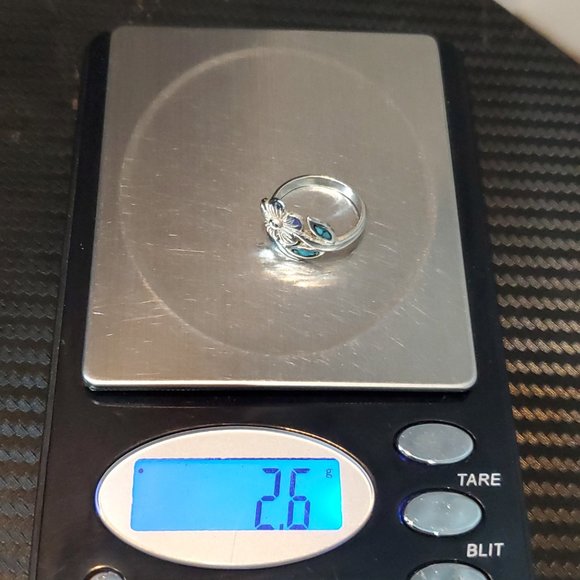 Size 5.25 925 Sterling Silver Flower With Turquoise Chips Ring - Picture 8 of 8